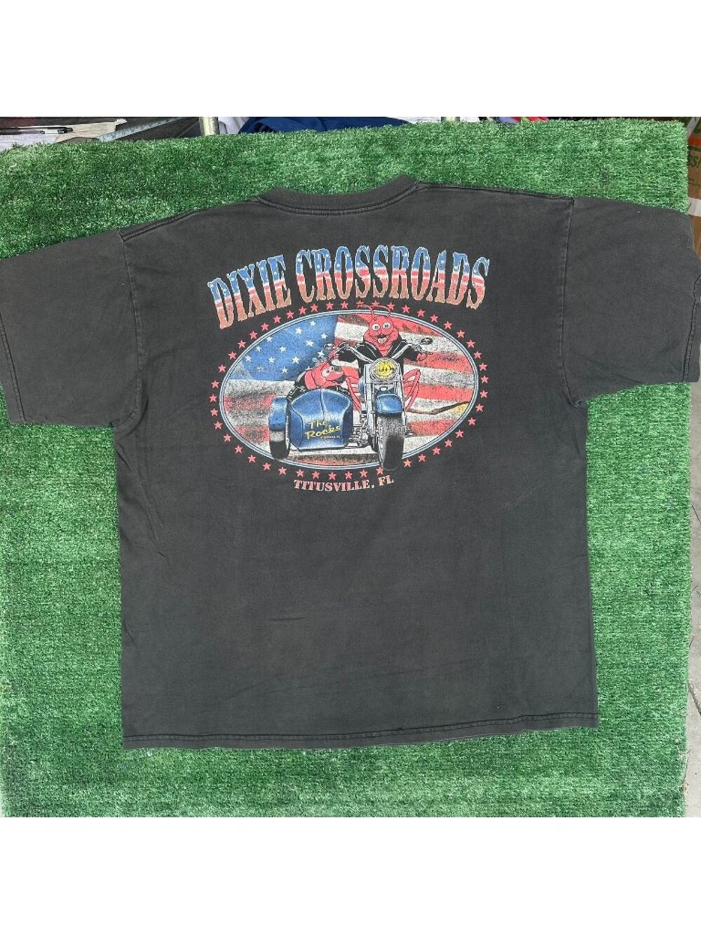 Vintage Y2K Florida Shrimp Biker Humor T-Shirt Black XL Moto Grunge Punk Ironic